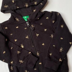dip Black Hoodie with Gold Star Embroidery